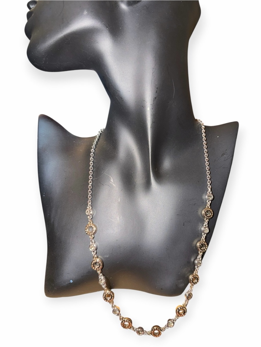 COACH Vintage Two-Tone Enamel & Crystal Station Necklace